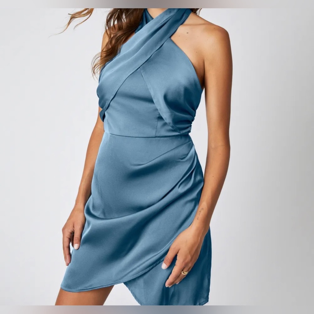 NWT Cider silky blue dress size medium